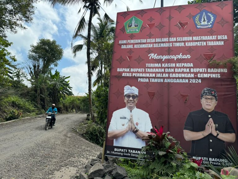 Kondisi jalan di Kabupaten Tabanan setelah mendapatkan bantuan dari Pemkab Badung melalui Program “Badung Angelus Buana”