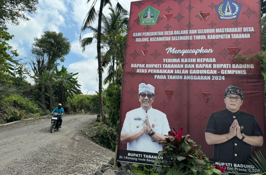 Kondisi jalan di Kabupaten Tabanan setelah mendapatkan bantuan dari Pemkab Badung melalui Program “Badung Angelus Buana”
