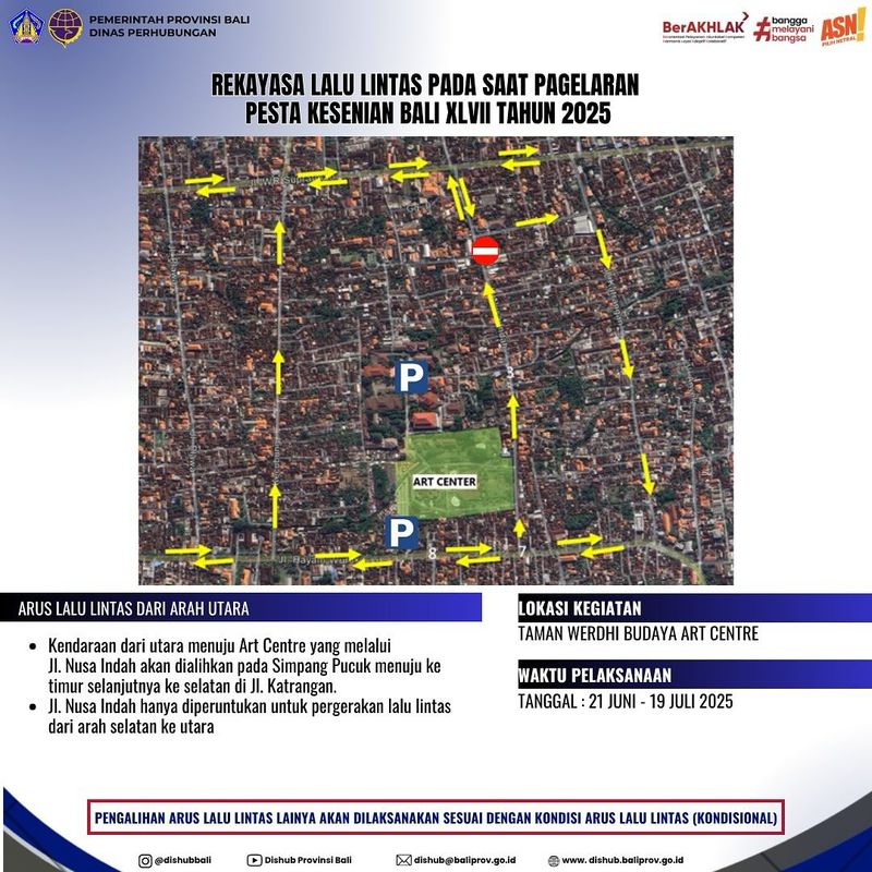 penutupan jalan di renon rangkaian pesta kesenian bali