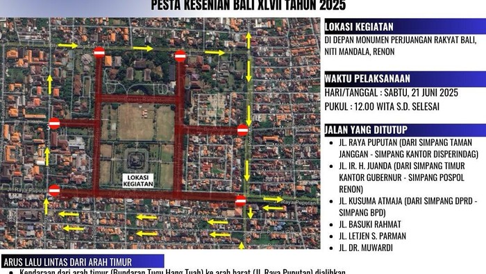 info arus lalu lintas renon pesta kesenian bali 2025