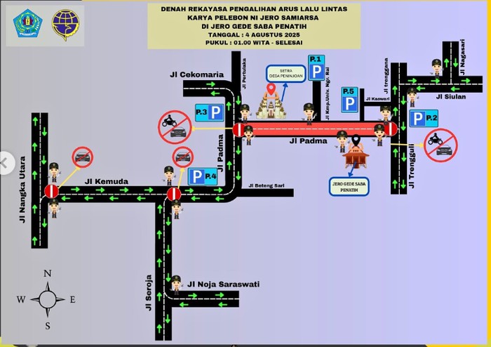 Penutupan Jalan Padma Denpasar untuk Upacara Pelebon Ibunda Wali Kota