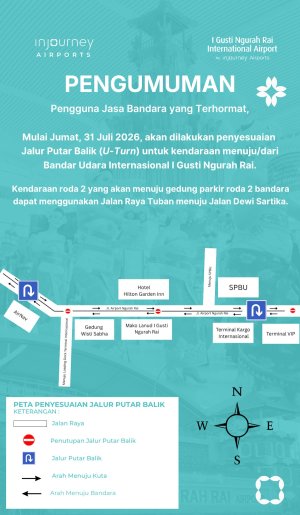 Bandara Ngurah Rai Ubah Jalur Akses Jalan Mulai 31 Juli 2026