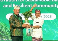 Koster saat menghadiri Environmental and Social Innovation Awards (ENSIA) 2026 di Hotel Westin, Nusa Dua, Badung, Kamis (10/9/2026). (Sumber: Gung Kris)