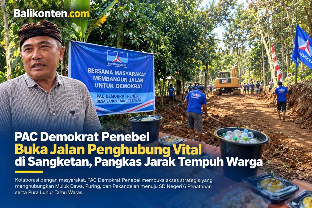 PAC Demokrat Penebel Buka Jalan Penghubung Vital di Sangketan, Pangkas Jarak Tempuh Warga